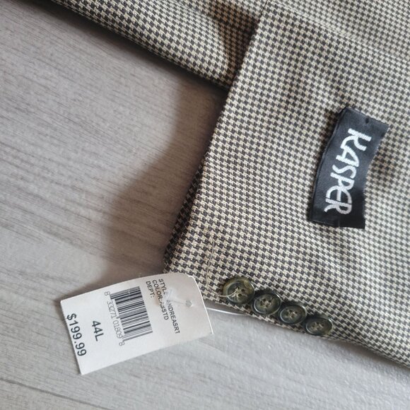 Kasper Mens Houndstooth Blazer Jacket 44L Silk Wool NWT - Picture 5 of 11